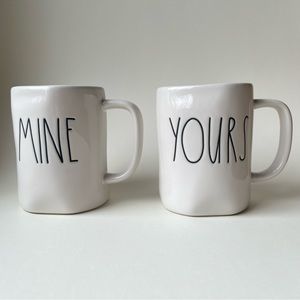 Rae Dunn Artisan Collection Coffee Tea Mug Set of 2 Yours & Mine